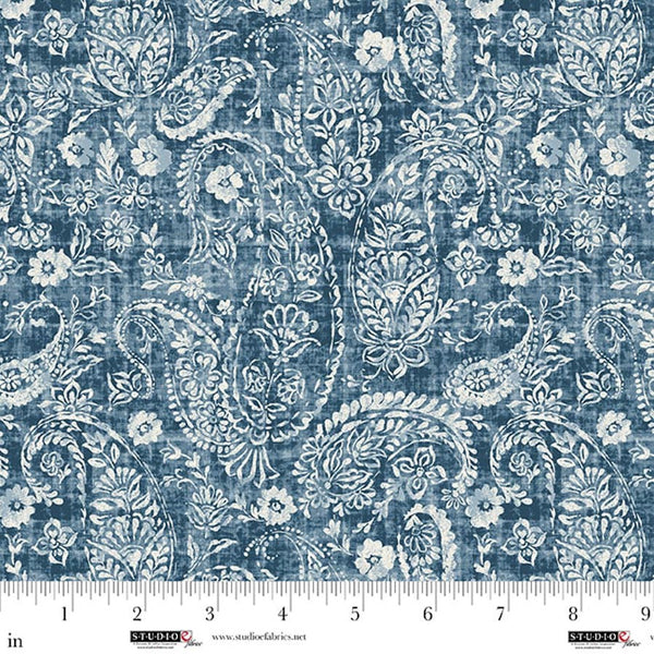 Studio E Pieces Of America 8594 73 Blue Paisley By The Yard