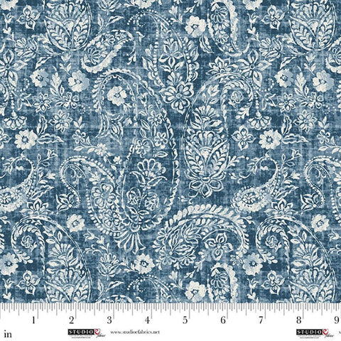 Studio E Pieces Of America 8594 73 Blue Paisley By The Yard