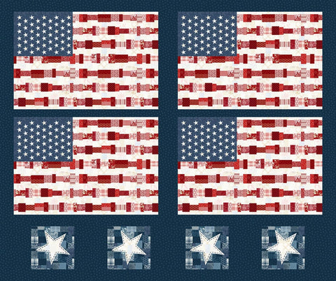 Studio E Pieces Of America 8598P 103 Patriotic Flag Placemats 36" PANEL By The PANEL (Not Strictly By The Yard)
