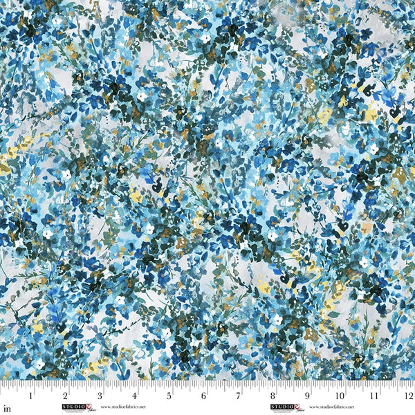 Studio E Behind Blue Eyes 8650 77 Cyan Floral Spray By The Yard
