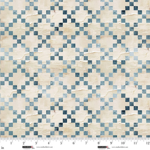 Studio E Behind Blue Eyes 8653 14 Cream Plaster 9-Patch By The Yard