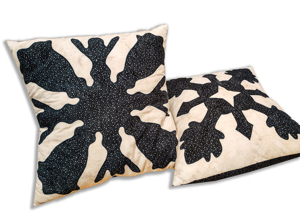 Set of 2 Hawaiian Applique Pillows 16 x 16" Fully Finished Pillow Covers and Pillow -