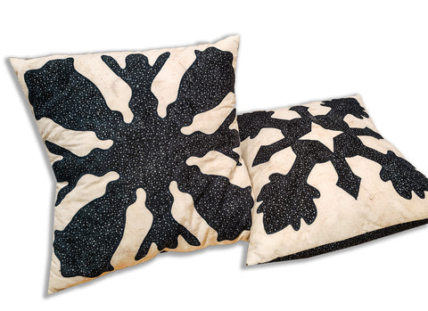 Set of 2 Hawaiian Applique Pillows 16 x 16" Fully Finished Pillow Covers and Pillow -