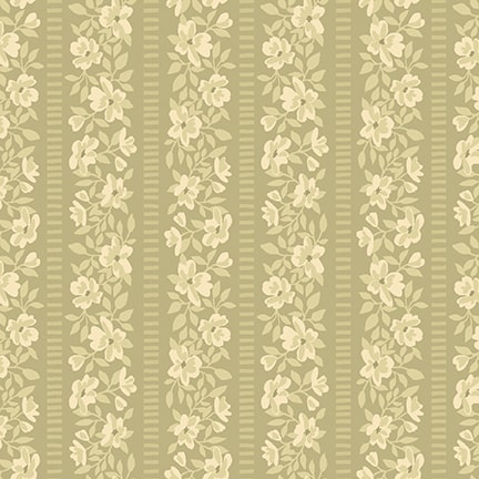 Studio E Elizabeth 8872 61 Sage Floral Stripe By The Yard