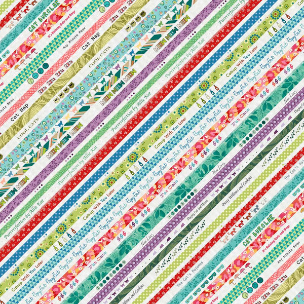 Studio E Meow Mix 8954 01 Off-White Selvedge Stripe By The Yard