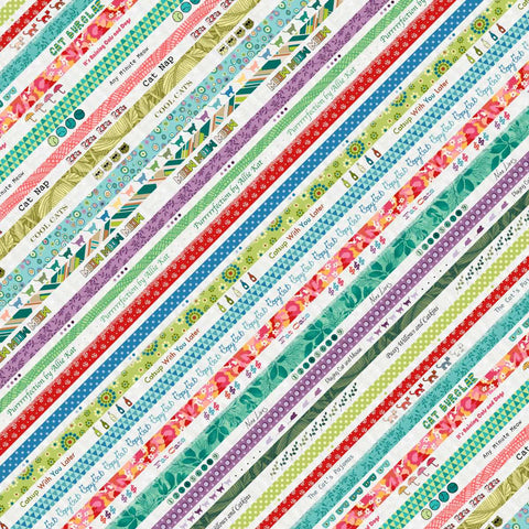Studio E Meow Mix 8954 01 Off-White Selvedge Stripe By The Yard