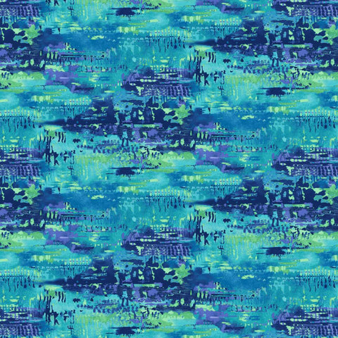 Studio E Meow Mix 8959 67 Teal/Blue Thick Paint By The Yard
