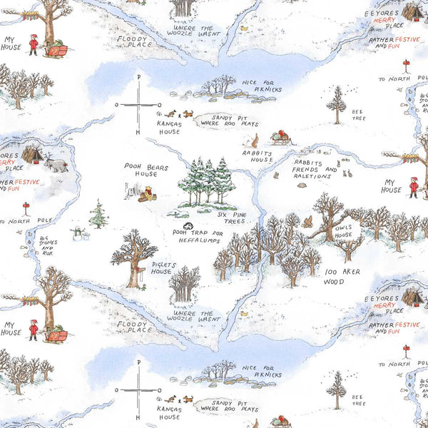 Studio E Christmas At Pooh Corner 9105 07 Snow Frosted Acre Wood By The Yard