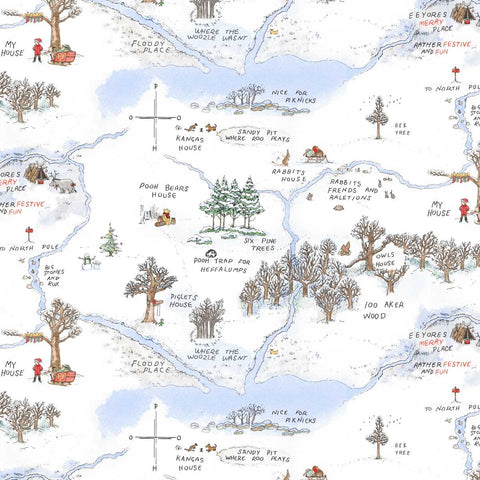 Studio E Christmas At Pooh Corner 9105 07 Snow Frosted Acre Wood By The Yard