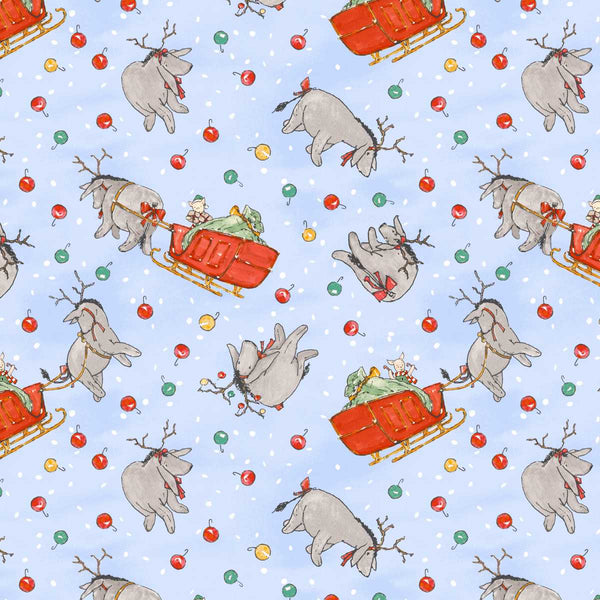 Studio E Christmas At Pooh Corner 9112 11 Light Blue Reindonkeys By The Yard
