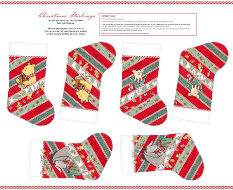 Studio E Christmas At Pooh Corner 9114P 89 Red/Green Christmas Stockings 36" PANEL By The PANEL (Not Strictly By The Yard)