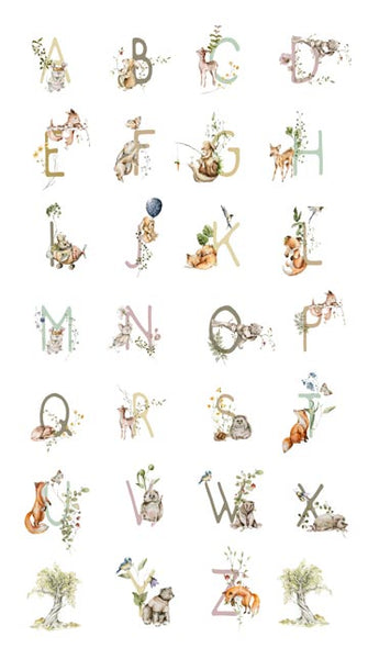 FIGO Story Book 91333 10 White Alphabet 23" PANEL By The PANEL (Not Strictly By The Yard)