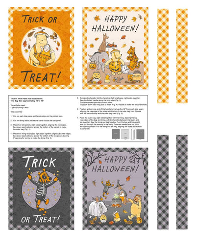 Studio E Haunted Acre Wood 9141P 35 Orange/Purple Trick Or Treat Bags 36" PANEL By The PANEL (Not Strictly By The Yard)