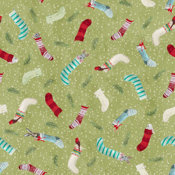 Studio E Holly Woods 9245 61 Sage Critter Stockings By The Yard