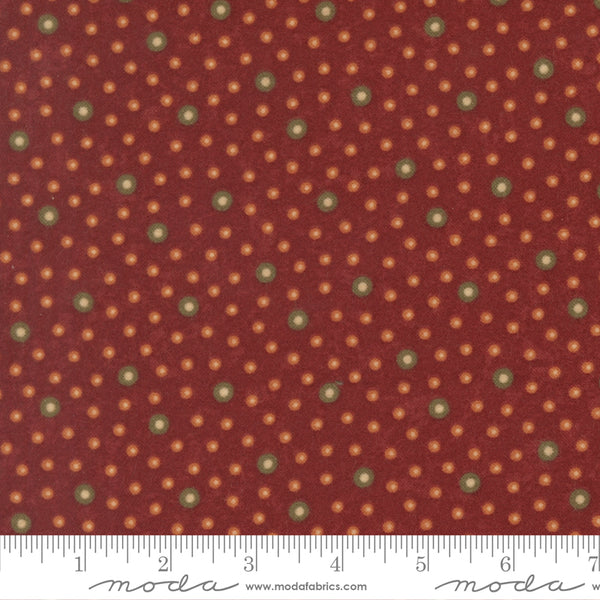 Moda Kansas Troubles - Flannel Season 9845 13F Barn Red Rain Drop Dots Flannel By The Yard