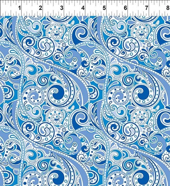 In The Beginning Wonders Of The Ocean 9WO 1 Blue Sea Swirls By The Yard