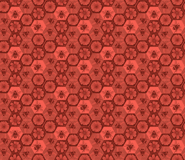 Northcott Indelible Ink AMT1005 38V Coral Busy By The Yard