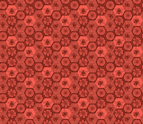 Northcott Indelible Ink AMT1005 38V Coral Busy By The Yard