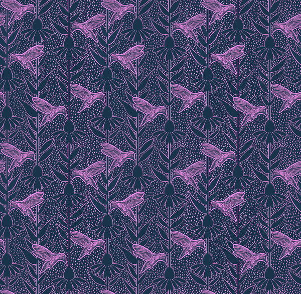 Northcott Indelible Ink AMT1007 49C Navy Humming By The Yard