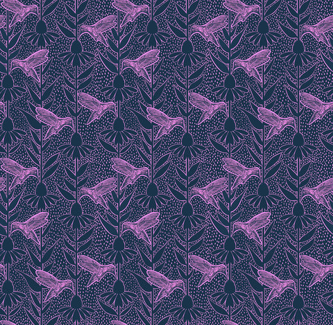 Northcott Indelible Ink AMT1007 49C Navy Humming By The Yard