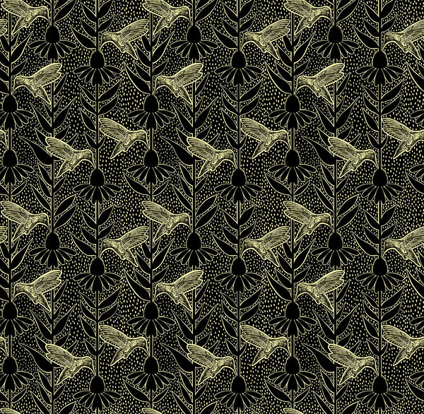 Northcott Indelible Ink AMT1007 99L Black Humming By The Yard