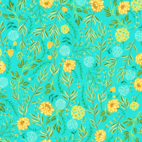 Kaufman Faraway Florals 22622 70 Aqua By The Yard