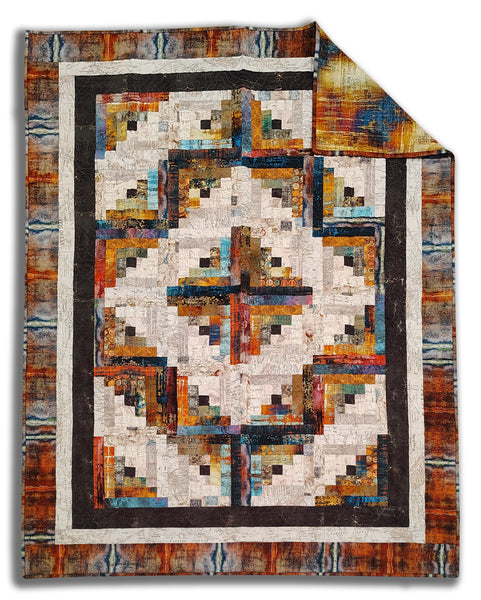 Abandoned 72" x 54" Fully Finished Log Cabin Sample Quilt