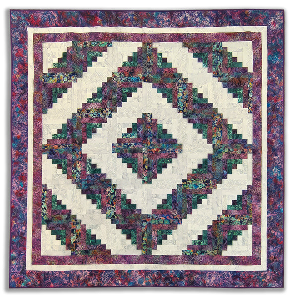 Abundant Jewel 73" x 72" Fully Finished Log Cabin Quilt