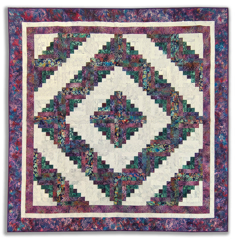 Abundant Jewel 73" x 72" Fully Finished Log Cabin Quilt