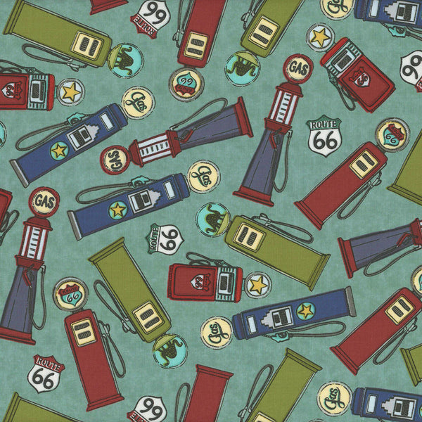 Blank Quilting Adventure Awaits 2938 72 Light Blue Gas Pumps By The Yard