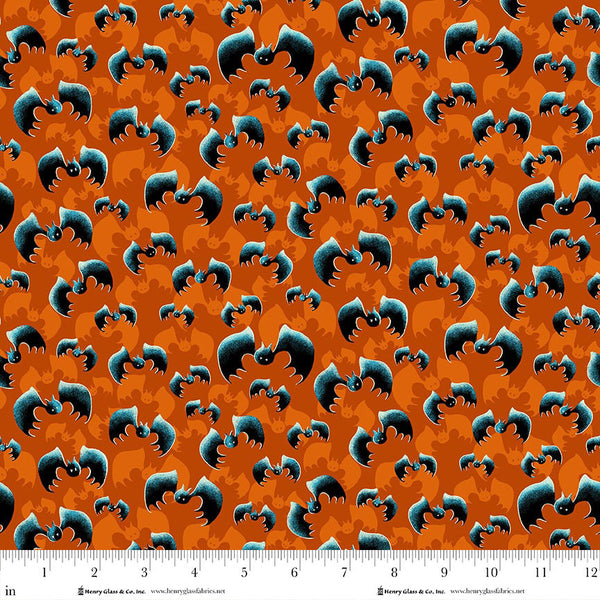 Henry Glass & Co. After Life Party 1963G 39 Orange Black Tossed Bats By The Yard