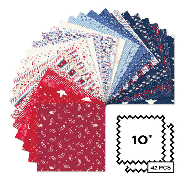 Andover Pre-Cut 42 Piece 10" Squares  - Americana
