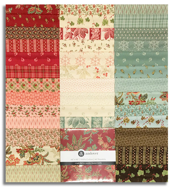 Andover Pre-Cut 42 Piece 10" Squares  - Jingle Bell