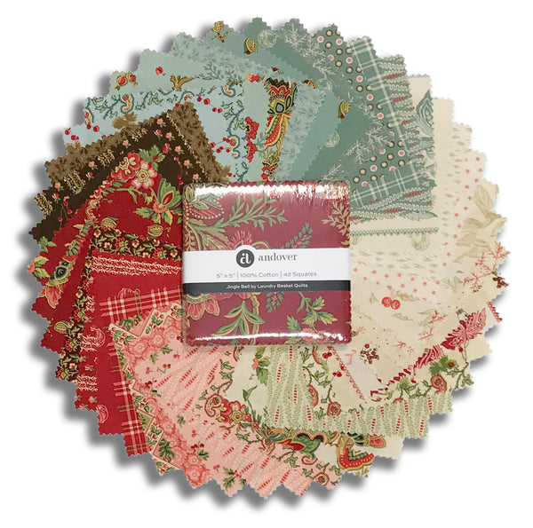Andover Pre-Cut 42 Piece 5" Charm Squares - Jingle Bell