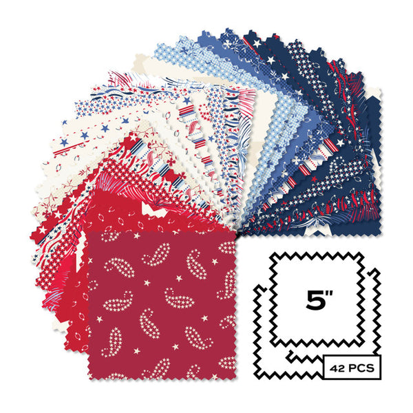 Andover Pre-Cut 42 Piece 5" Charm Squares - Americana