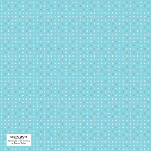 Poppie Cotton Seeing Spots SS24198 Aqua Velvet Aqua By The Yard