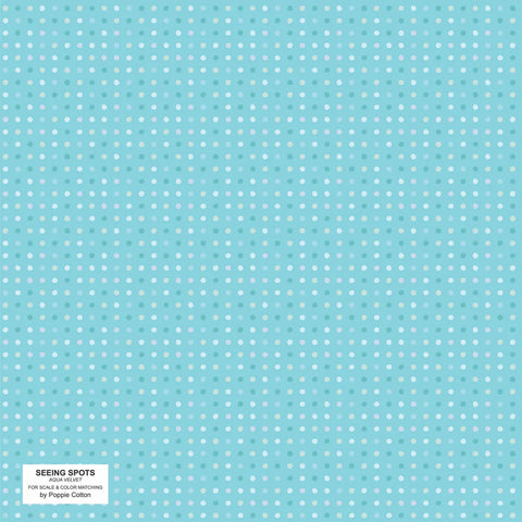 Poppie Cotton Seeing Spots SS24198 Aqua Velvet Aqua By The Yard