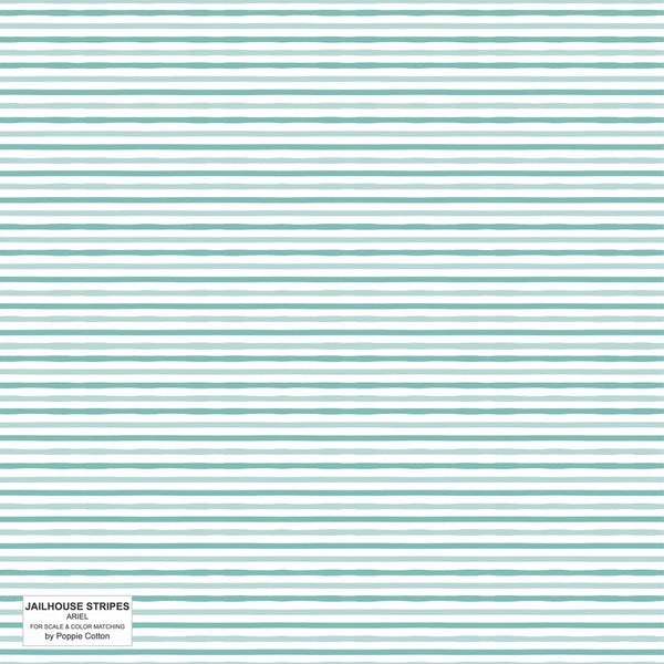 Poppie Cotton Jailhouse Stripes JS24281 Ariel Teal By The Yard
