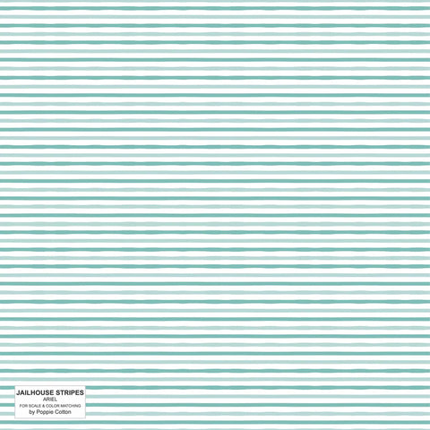 Poppie Cotton Jailhouse Stripes JS24281 Ariel Teal By The Yard