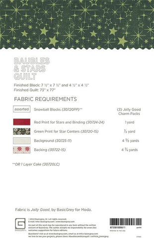 BAUBLES & STARS - BASICGREY Quilt Pattern 061 DIGITAL DOWNLOAD