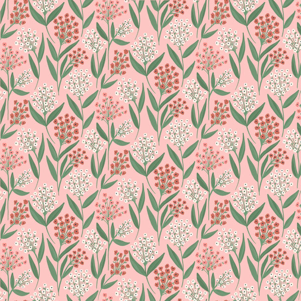 Poppie Cotton Painted Blossoms PB24668 Barely Buds Pink By The Yard