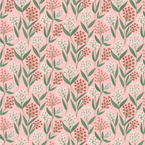 Poppie Cotton Painted Blossoms PB24668 Barely Buds Pink By The Yard