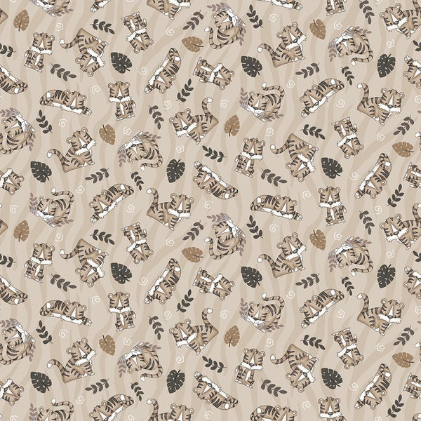 Henry Glass & Co. Big Kitties 1632 44 Taupe Tiger Toss By The Yard