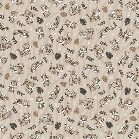 Henry Glass & Co. Big Kitties 1632 44 Taupe Tiger Toss By The Yard