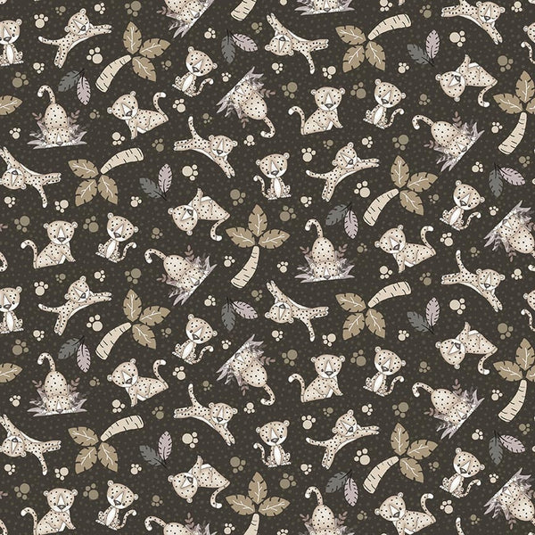 Henry Glass & Co. Big Kitties 1638 99 Black Leopard Toss By The Yard