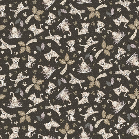 Henry Glass & Co. Big Kitties 1638 99 Black Leopard Toss By The Yard