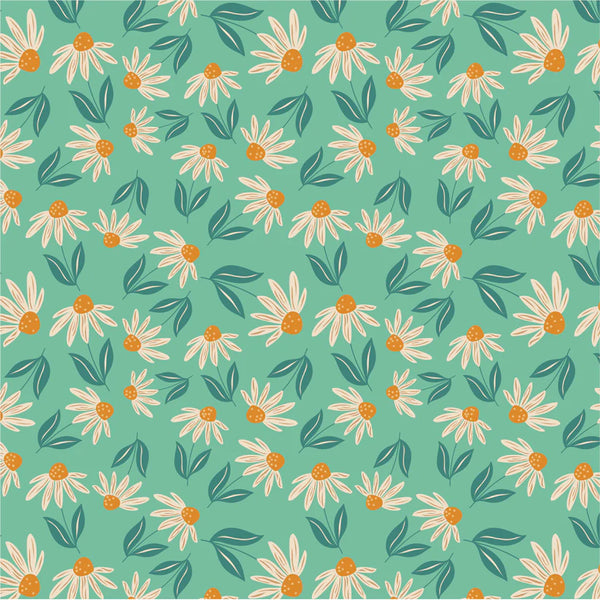 Poppie Cotton Calico Cowgirls CW24829 Big Sunnies Teal By The Yard