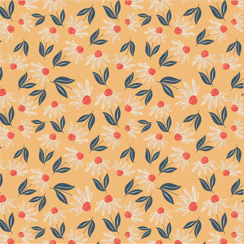 Poppie Cotton Calico Cowgirls CW24831 Big Sunnies Yellow By The Yard