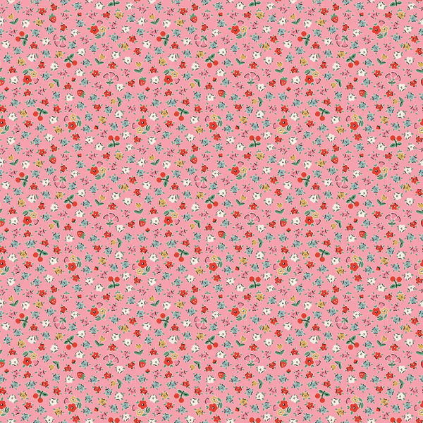 Poppie Cotton Home Sweet Home VR24468 Bitty Blossoms Pink By The Yard