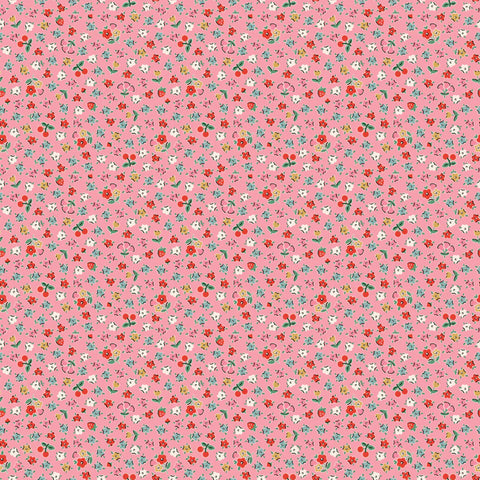 Poppie Cotton Home Sweet Home VR24468 Bitty Blossoms Pink By The Yard